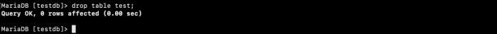 MariaDB Server - Privileges | Drop table success