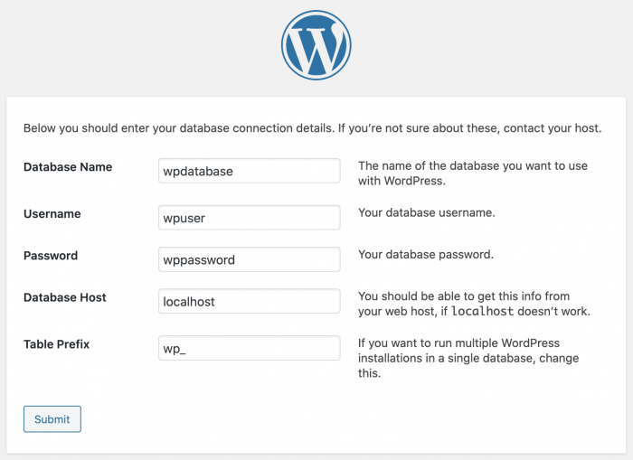 WordPress on Ubuntu | Database details