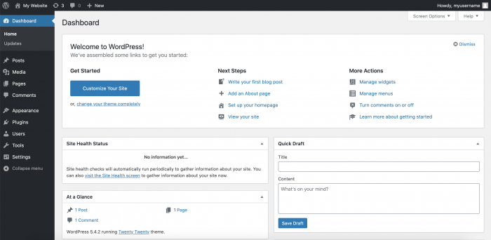 WordPress on Ubuntu | WordPress Dashboard