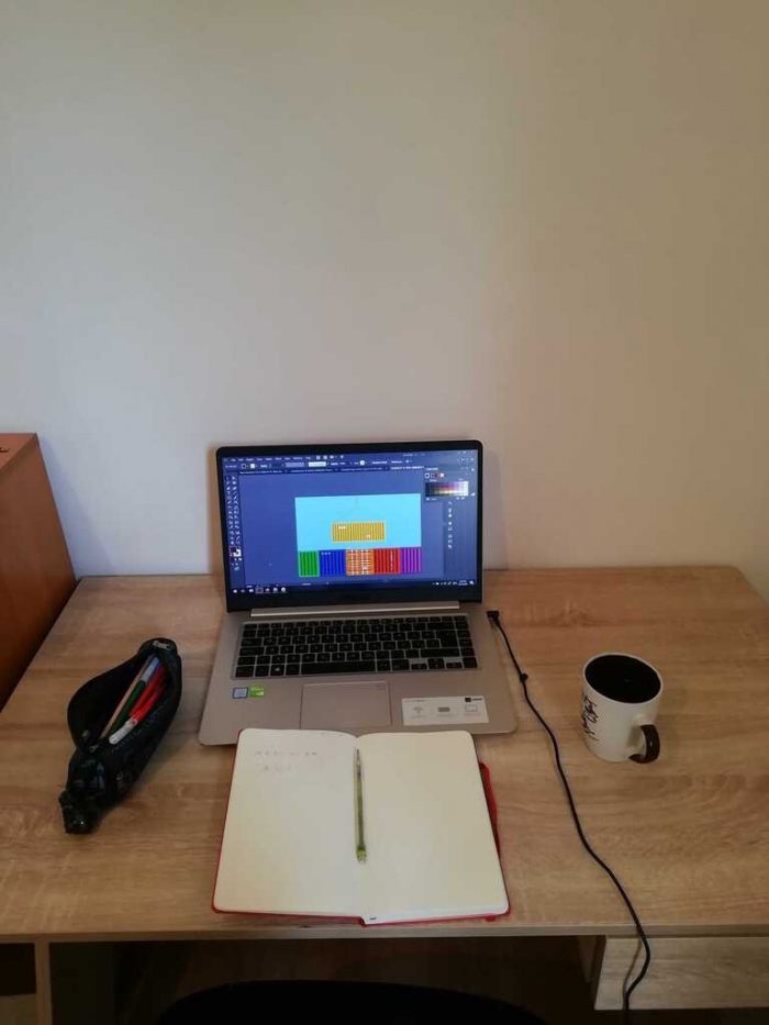 A home office desk setup for remote work.