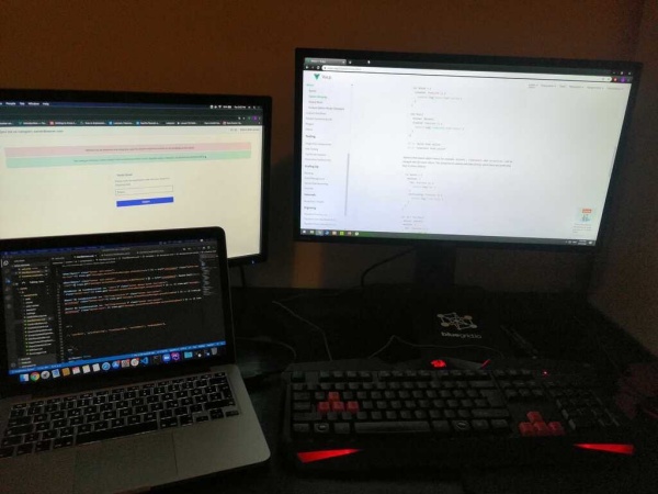 A home office desk setup for remote work