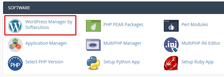 Installing WordPress using Softaculous