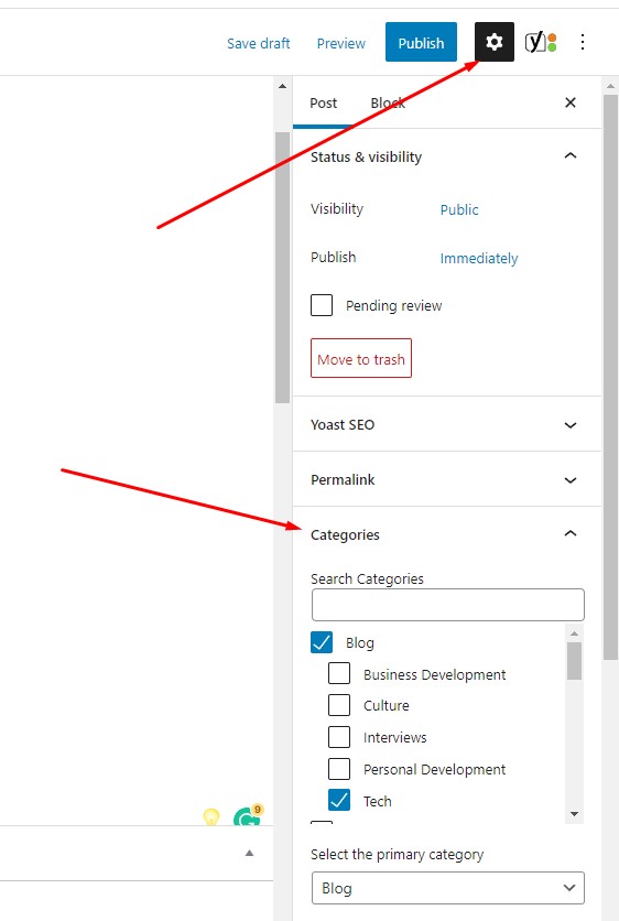 WordPress categories