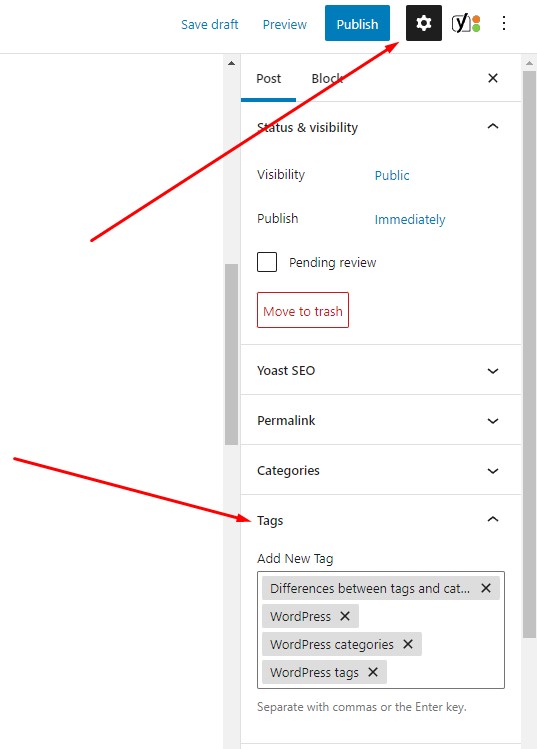 WordPress tags