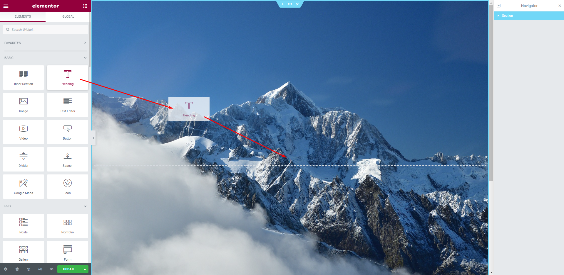 Adding Heading widget