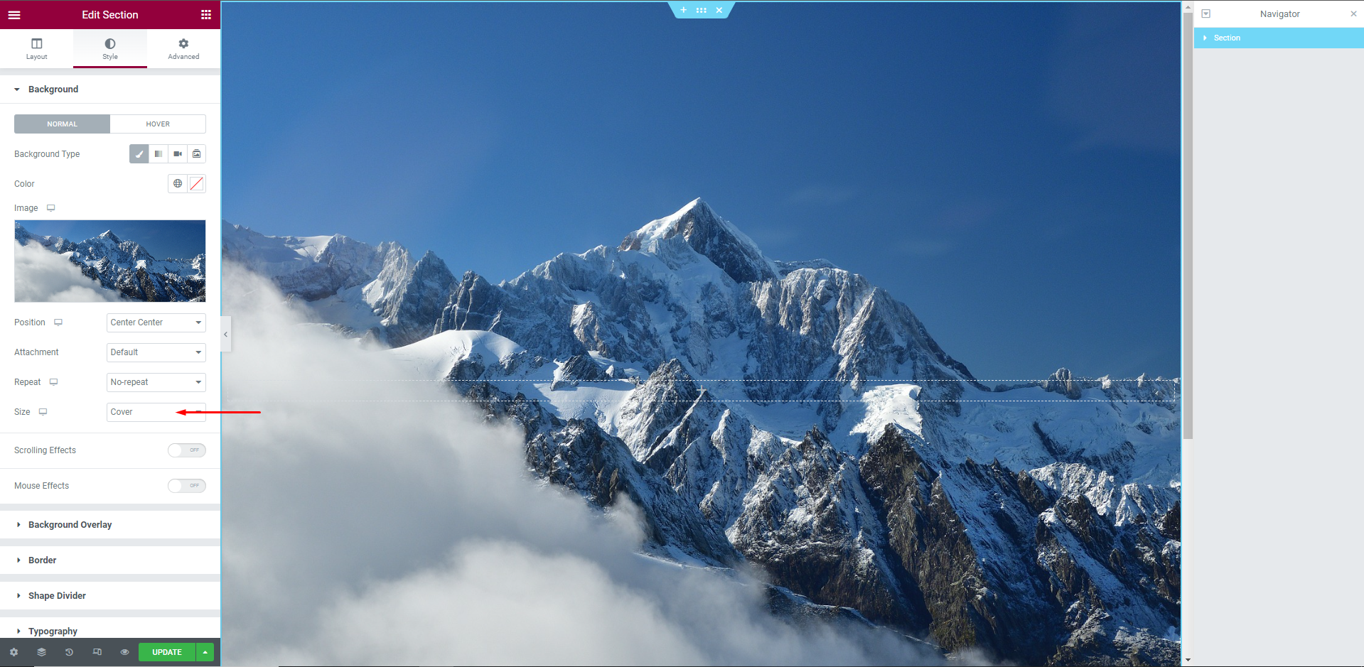 Adjusting the Background image