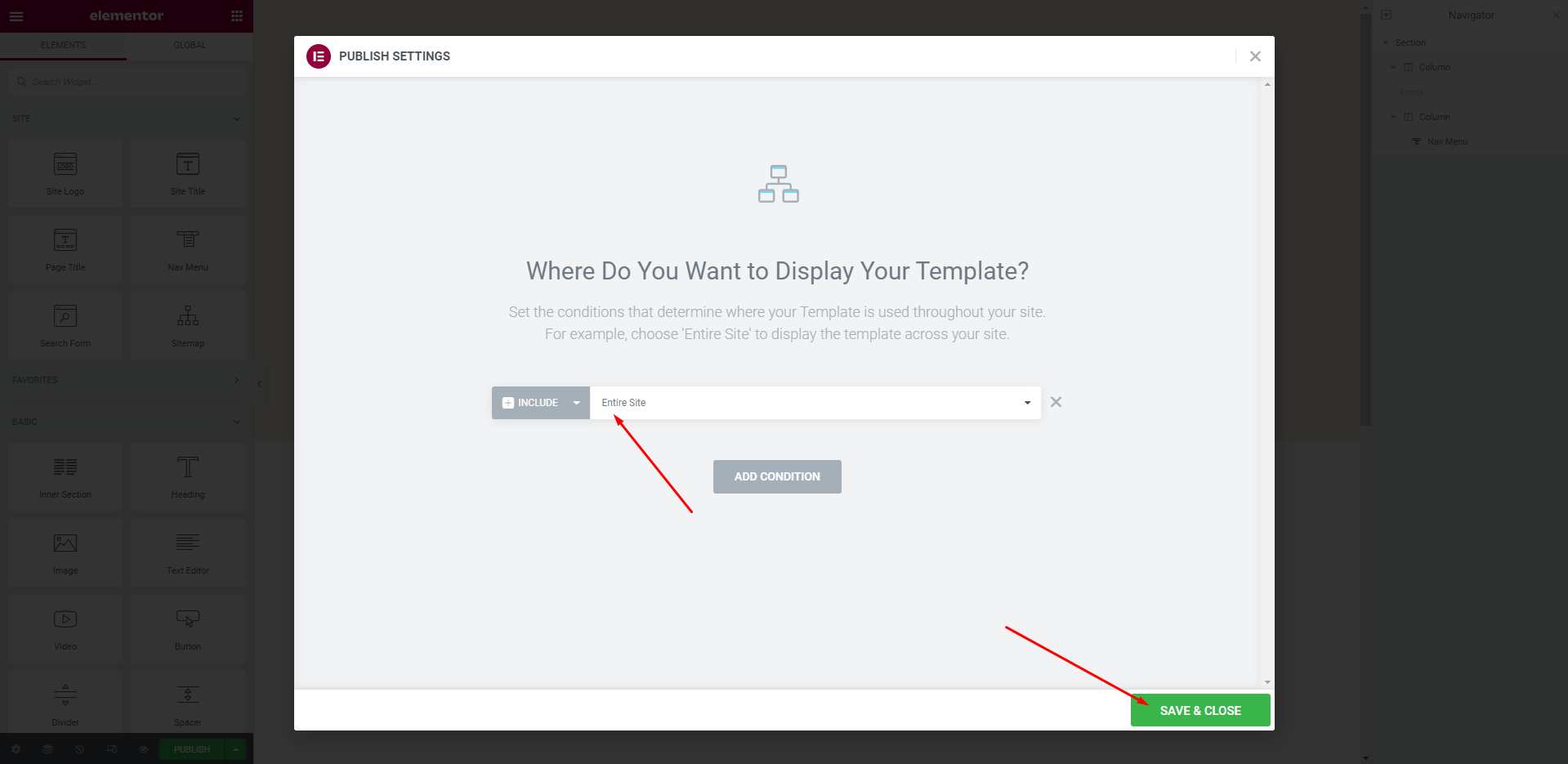 Choosing where to display the Header