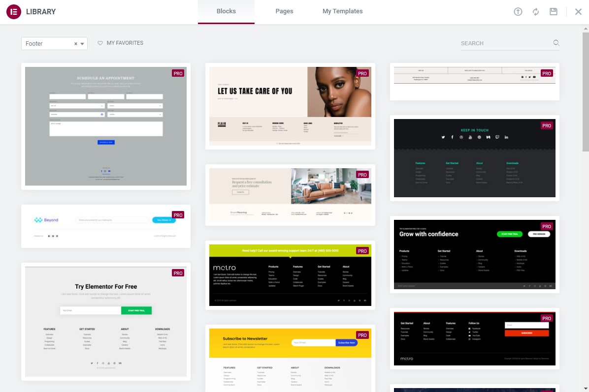 Choosing a premade Footer or creating from scratch