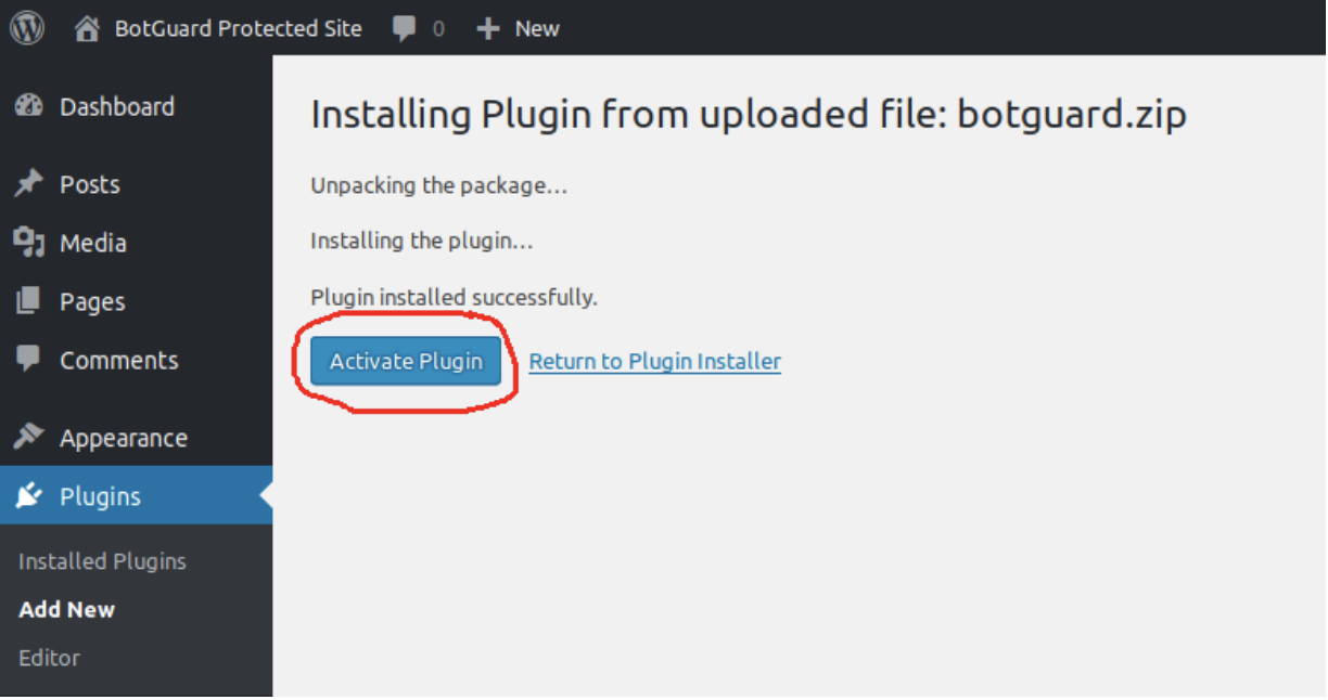 botguard - activate plugin