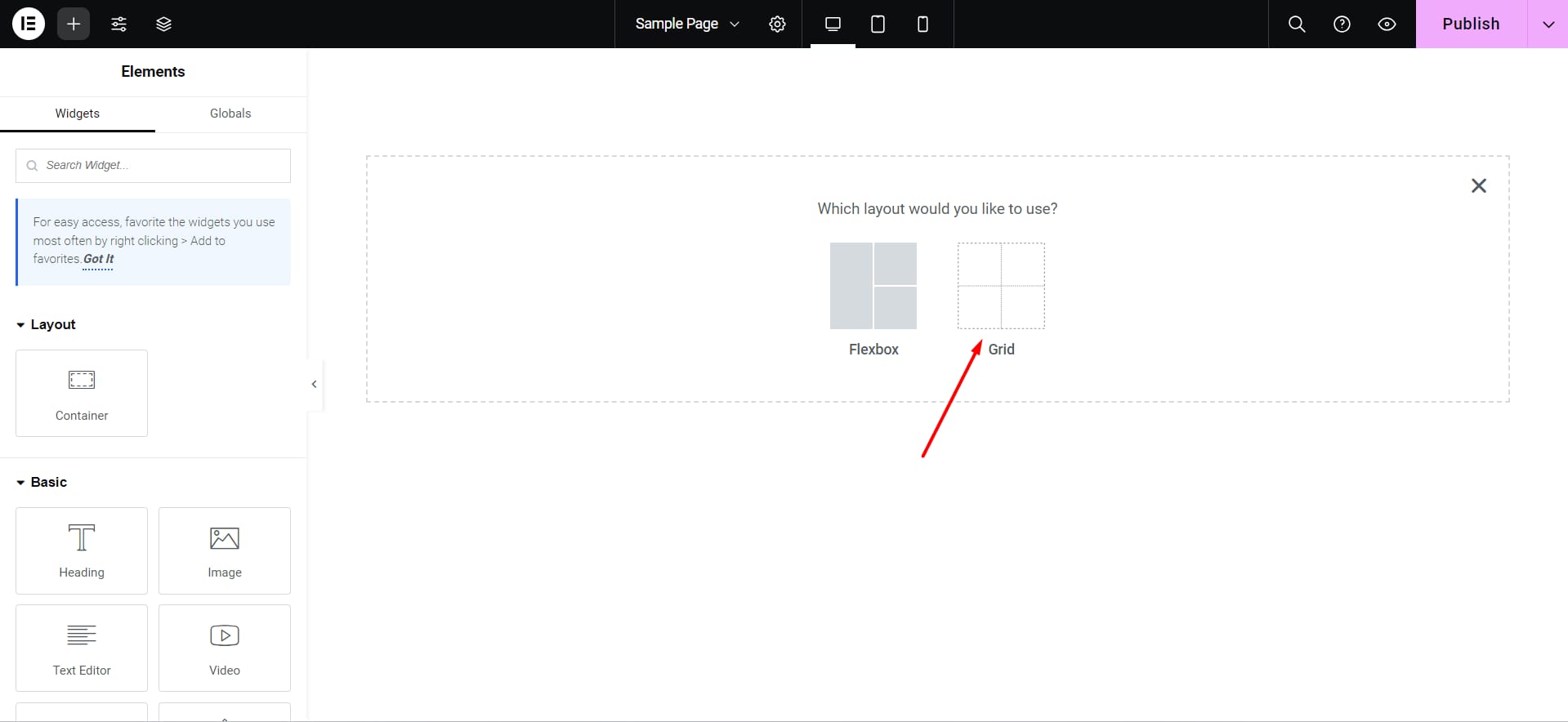 How to add Grid Container